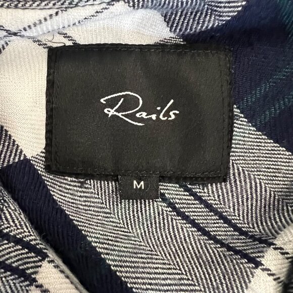 Rails Women's Long Sleeve Button Up Plaid Shirt Navy/White Size Medium - Picture 9 of 9